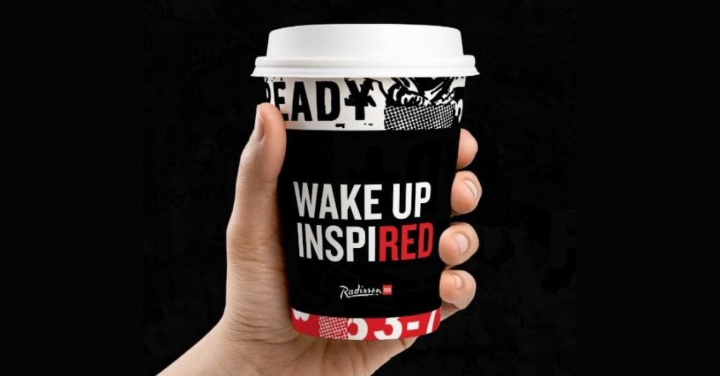 A coffee cup with consistent branding for storytelling advertising