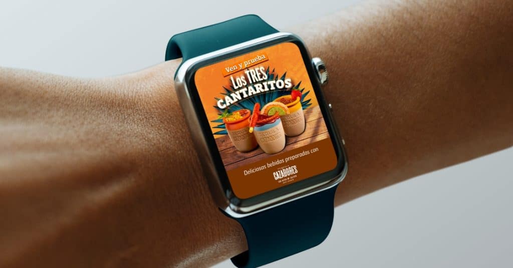 an Apple watch showing an advertisement